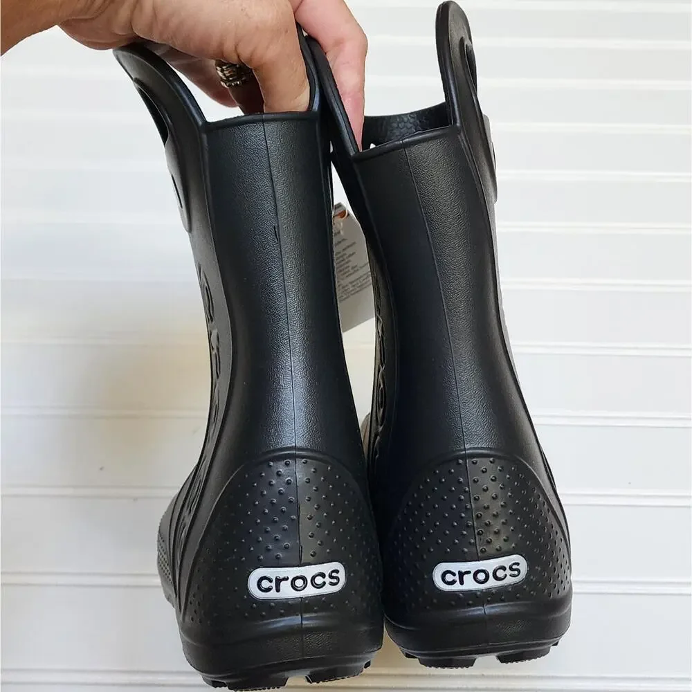 NWT Crocs Kids Black Handle It Rain Boots Size 1 Kids